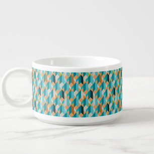 Teal And Orange Shapes Pattern Bowl