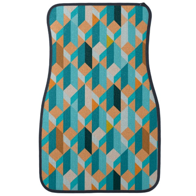 Teal And Orange Shapes Pattern Car Floor Mat (Front)