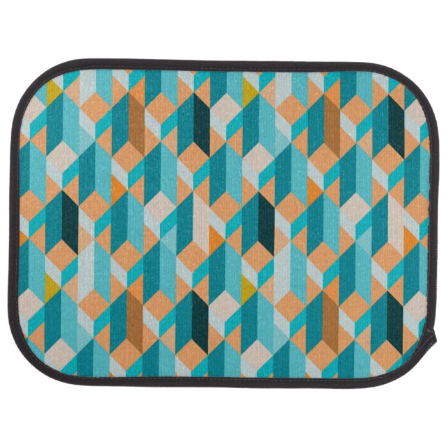 Teal And Orange Shapes Pattern Car Mat (Rear)