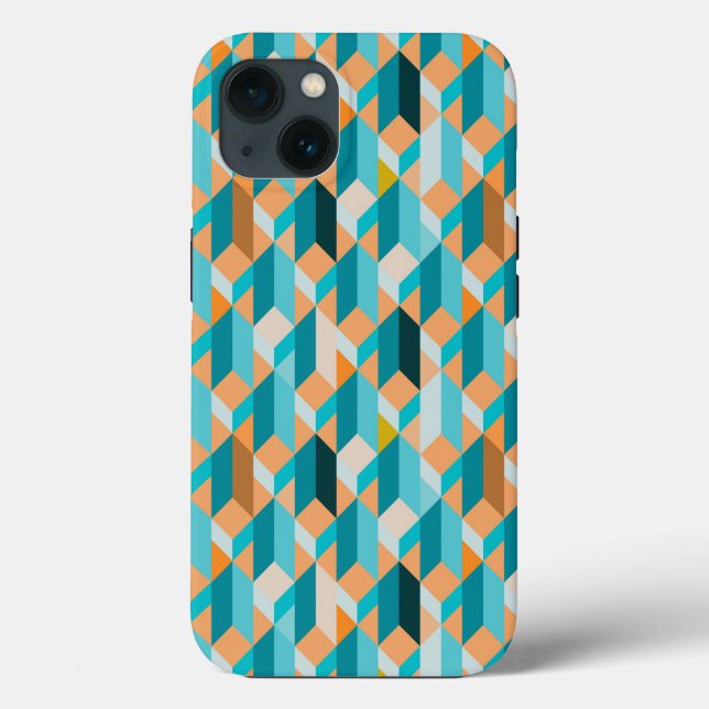 Teal And Orange Shapes Pattern Case-Mate iPhone Case (Back)