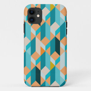 Teal And Orange Shapes Pattern iPhone 11 Case