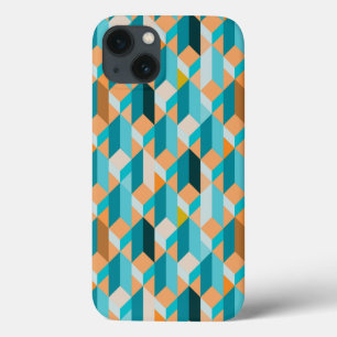 Teal And Orange Shapes Pattern iPhone 13 Case