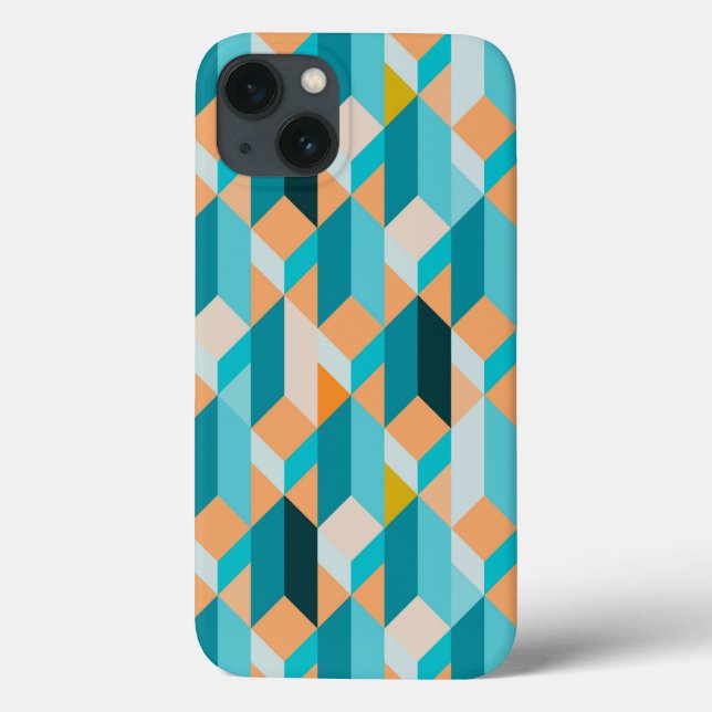 Teal And Orange Shapes Pattern Case-Mate iPhone Case (Back)