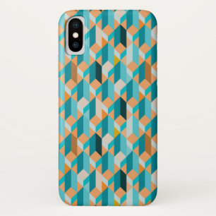 Teal And Orange Shapes Pattern iPhone X Case