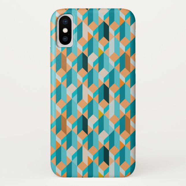 Teal And Orange Shapes Pattern Case-Mate iPhone Case (Back)