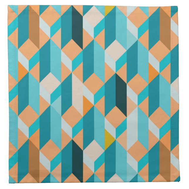 Teal And Orange Shapes Pattern Cloth Napkin (Front)