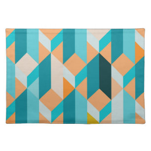 Teal And Orange Shapes Pattern Cloth Placemat