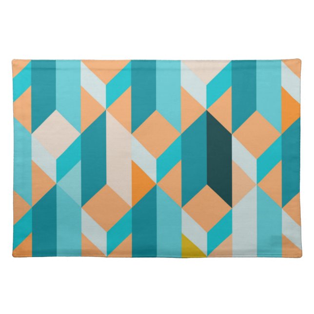 Teal And Orange Shapes Pattern Cloth Placemat (Front)