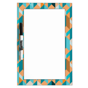 Teal And Orange Shapes Pattern Dry-Erase Board