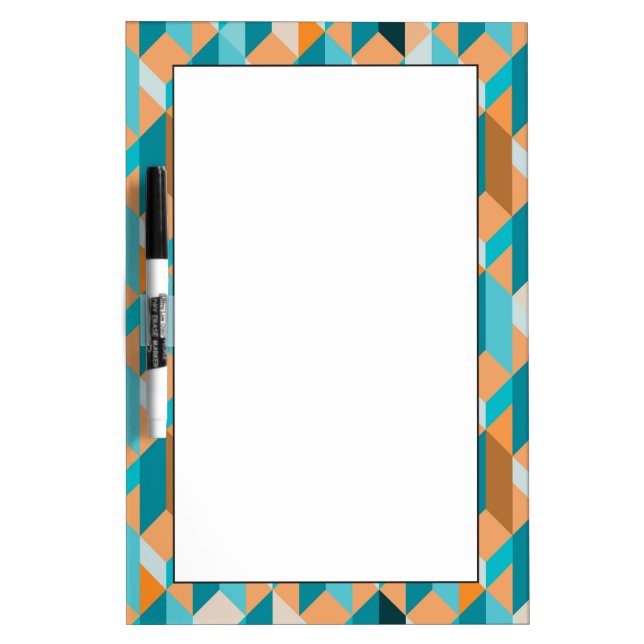 Teal And Orange Shapes Pattern Dry-Erase Board (Front)
