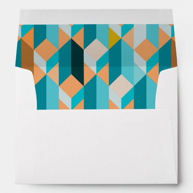 Teal And Orange Shapes Pattern Envelope (Back (Bottom))