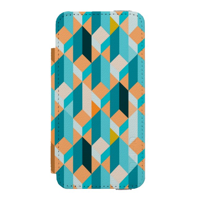 Teal And Orange Shapes Pattern Incipio iPhone Wallet Case (Folio Front)