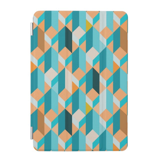 Teal And Orange Shapes Pattern iPad Mini Cover (Front)