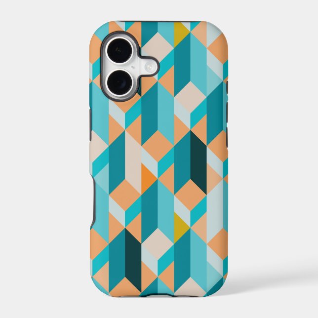 Teal And Orange Shapes Pattern Iphone Case (Back)