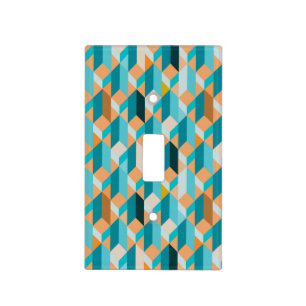 Teal And Orange Shapes Pattern Light Switch Cover