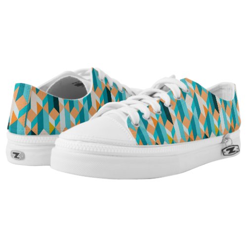 Teal And Orange Shapes Pattern Low_Top Sneakers