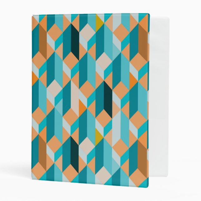 Teal And Orange Shapes Pattern Mini Binder (Front/Inside)