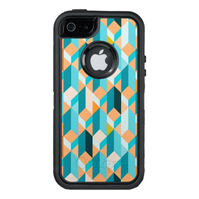 Teal And Orange Shapes Pattern Otterbox iPhone Case (Back)