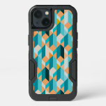 Teal And Orange Shapes Pattern iPhone 13 Case