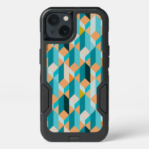 Teal And Orange Shapes Pattern iPhone 13 Case