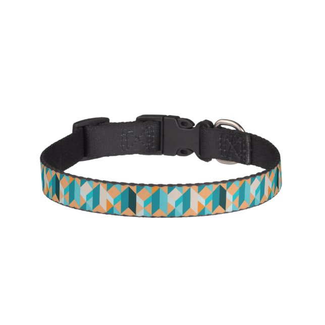 Teal And Orange Shapes Pattern Pet Collar (Front)