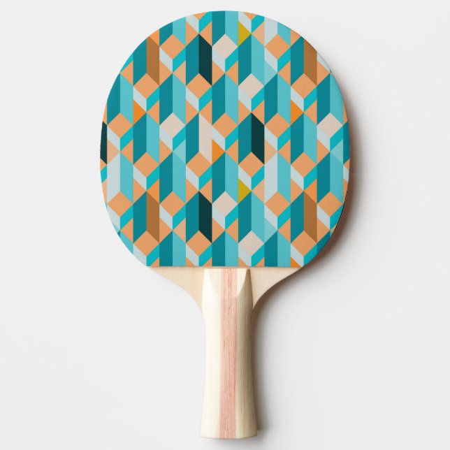 Teal And Orange Shapes Pattern Ping-Pong Paddle (Front)