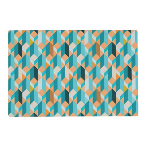 Teal And Orange Shapes Pattern Placemat