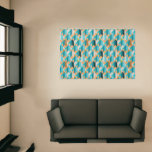 Teal And Orange Shapes Pattern Rug