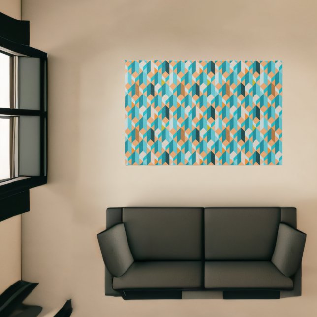 Teal And Orange Shapes Pattern Rug (Insitu (Indoor 1))