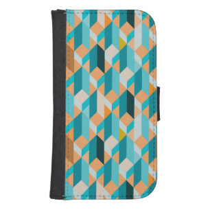Teal And Orange Shapes Pattern Samsung S4 Wallet Case