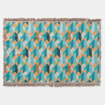 Teal And Orange Shapes Pattern Throw Blanket