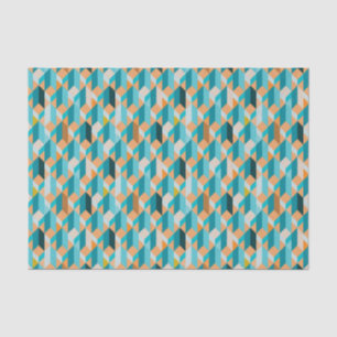 Teal And Orange Shapes Pattern Tissue Paper