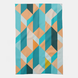 Teal And Orange Shapes Pattern Towel