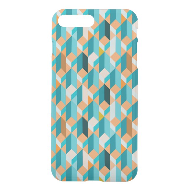Teal And Orange Shapes Pattern Uncommon iPhone Case (Back)