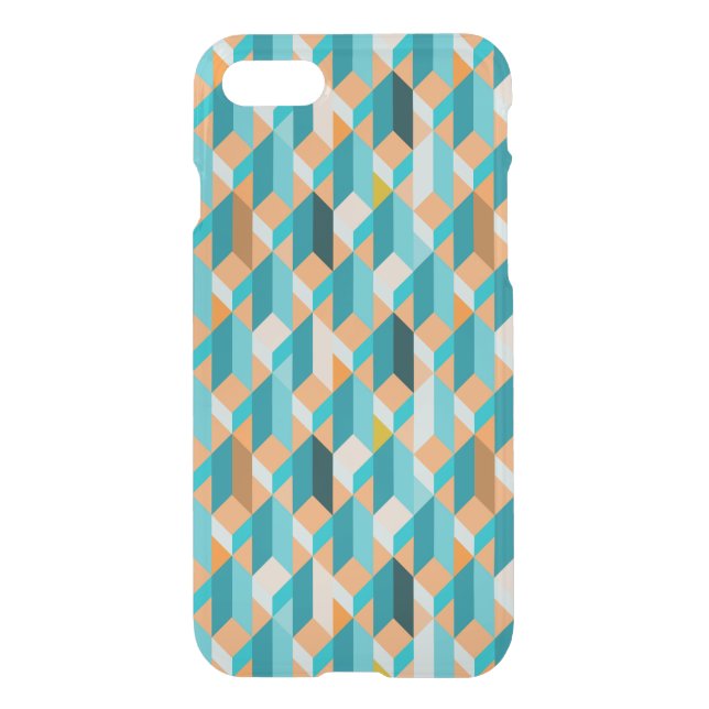 Teal And Orange Shapes Pattern Uncommon iPhone Case (Back)