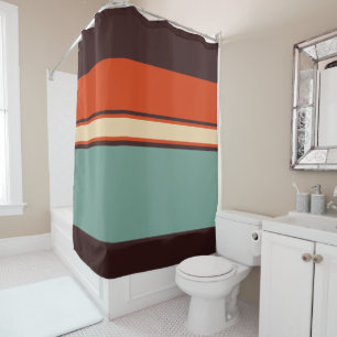 Teal and Orange Shower Curtain