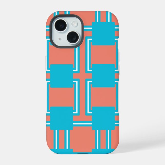 Teal and Orange Square Iphone Case (Back)