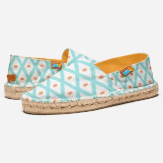 Teal and Orange Traditional Tribal Ikat Pattern Espadrilles