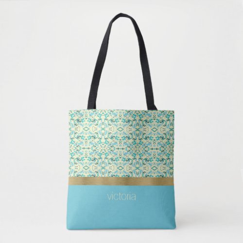 Teal and Pale Yellow Paint Splatter Tote Bag