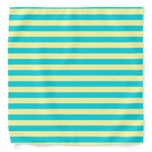 Teal and Pale Yellow Stripes Bandana
