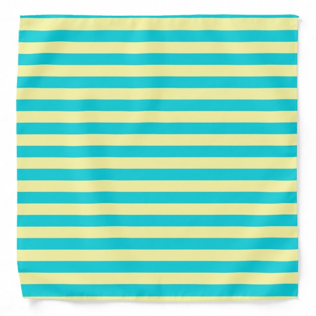 Teal and Pale Yellow Stripes Bandana (Front)