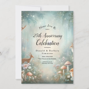 Teal and Peach Enchanted Forest Anniversary Party Invitation
