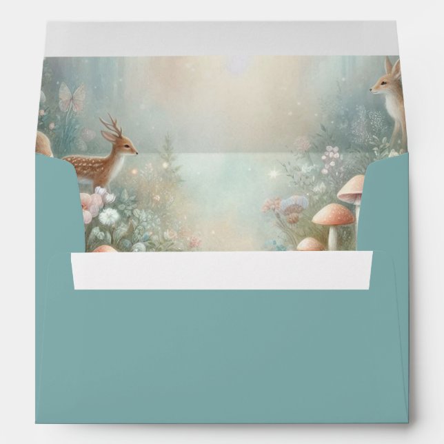 Teal and Peach Enchanted Forest Wedding Envelope (Back (Bottom))
