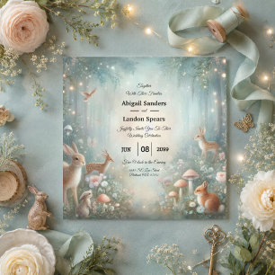 Teal and Peach Enchanted Forest Wedding Invitation