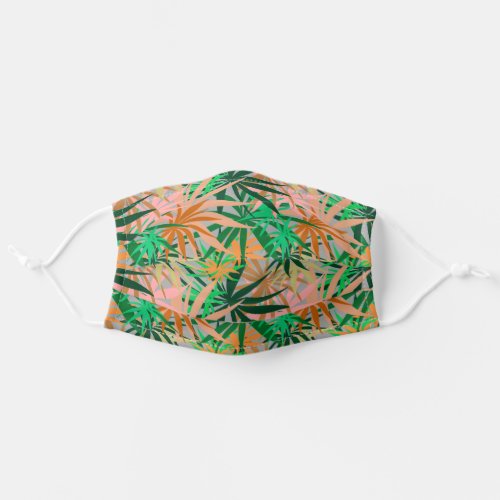 Teal and Peach Palm Trees Tropical Plants Adult Cloth Face Mask