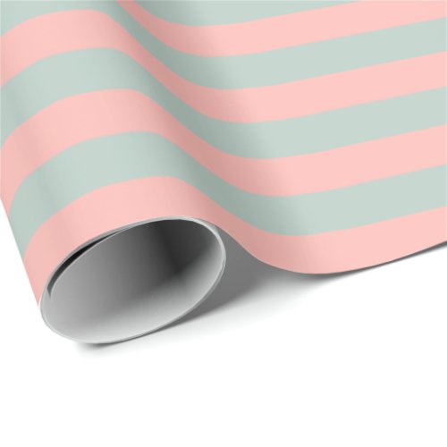 Teal And Peach Pastel Color Tones Stripes Gift Wrapping Paper