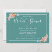 Teal and Peach Watercolor Floral Bridal Shower Invitation (Front)
