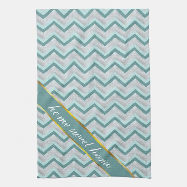 Teal and Pearls ZigZag Kitchen Towel (Vertical)