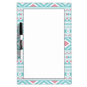 Teal and Pink Aztec Tribal Pattern Dry Erase Board