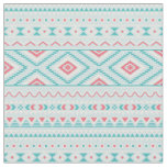 Teal and Pink Aztec Tribal Pattern Fabric